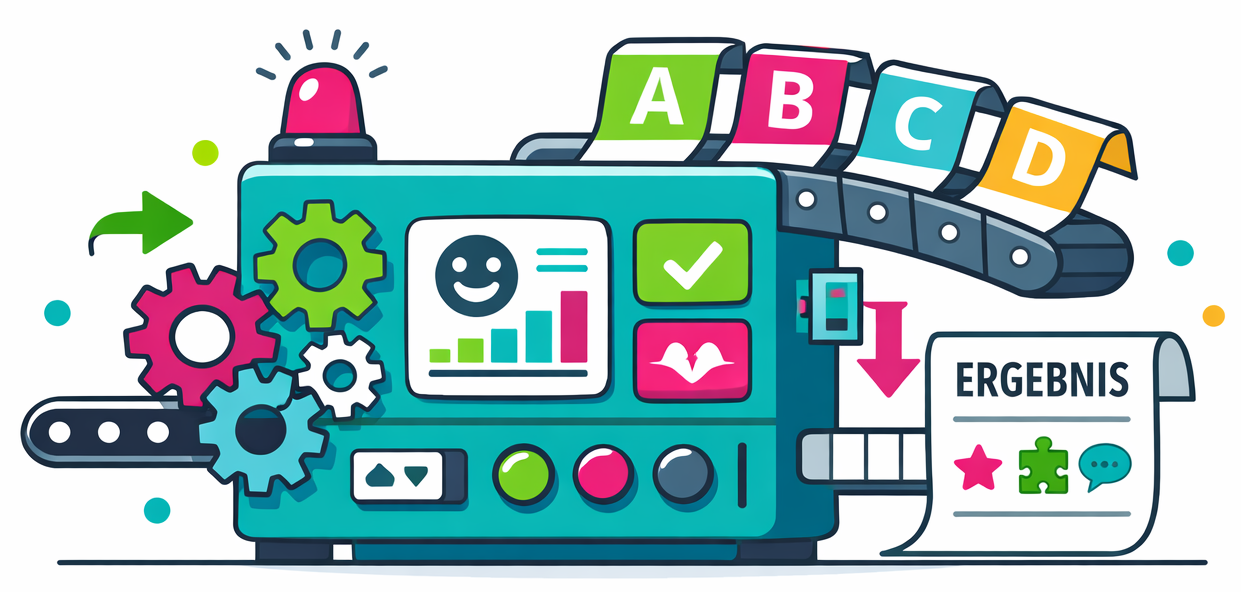 Illustration einer kreativen Auswertungsmaschine